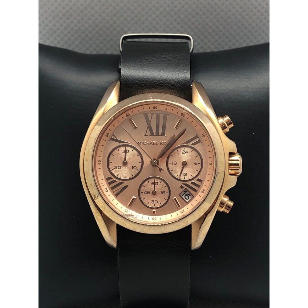 Michael Kors MK5799 Women Leather Analog Rose Gold Dial Quartz Wrist Watch BP32